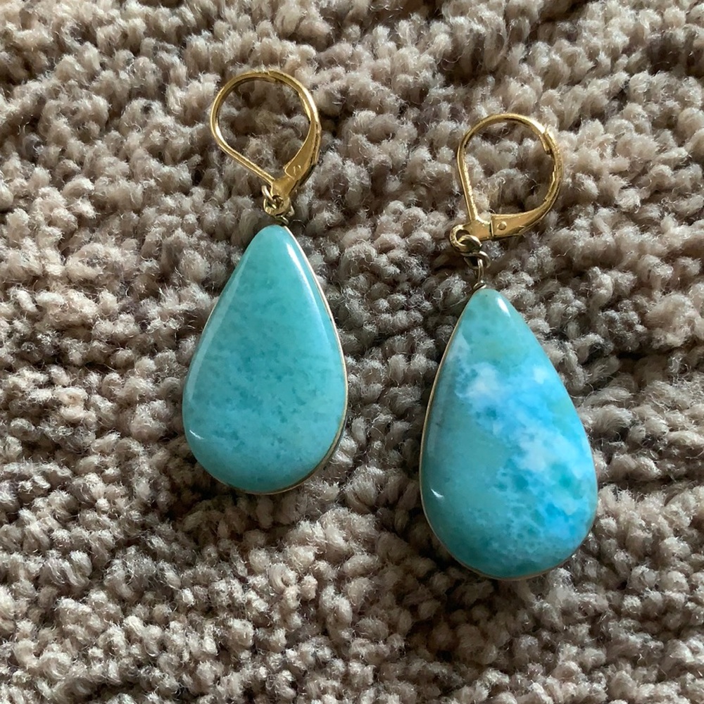 Larimar gold earrings